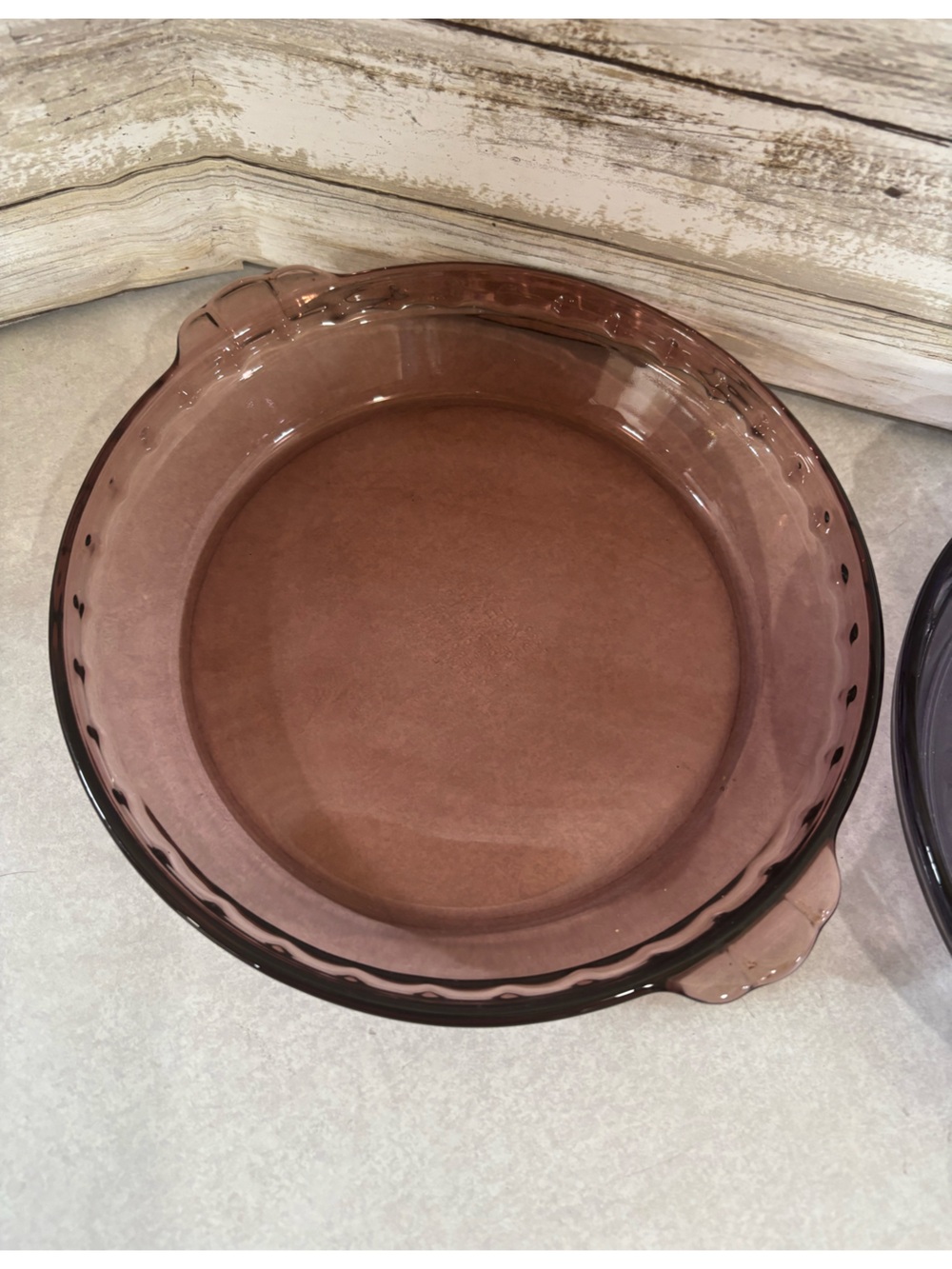 Pyrex 10” pink / cranberry pie plate